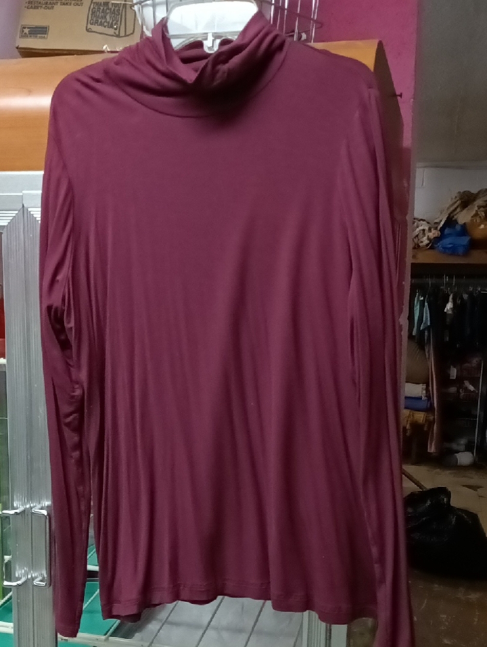Paraphrase Burgundy Turtleneck Top